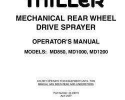 Operator's Manual for New Holland Sprayers model MD1200
