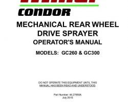 Operator's Manual for New Holland Sprayers model Condor GC260