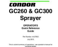 Operator's Manual for New Holland Sprayers model Condor GC260