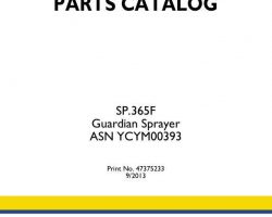 Parts Catalog for New Holland Sprayers model Guardian SP.365F