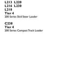 New Holland CE Skid steers / compact track loaders model L218 Operator's Manual