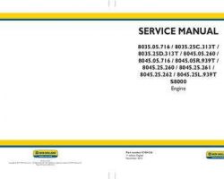 Service Manual for New Holland Engines model 8045.05R.939T