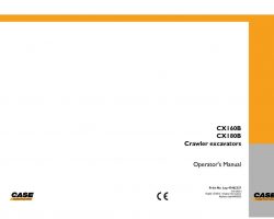 Case Excavators model CX160B Operator's Manual