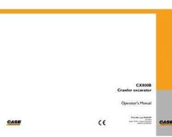 Case Excavators model CX800B Operator's Manual