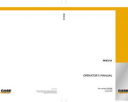 Case Excavators model WX210 Operator's Manual