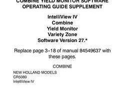 Operator's Manual for New Holland Combine model CR5080