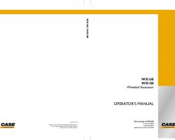 Case Excavators model WX168 Operator's Manual