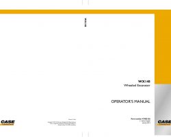 Case Excavators model WX148 Operator's Manual