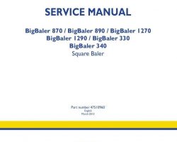 Service Manual for New Holland Balers 330 340 870 890 1270 1290
