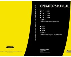 New Holland CE Skid steers / compact track loaders model L218 Tier 4 Operator's Manual