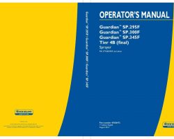 Operator's Manual for New Holland Sprayers model Guardian SP.295F