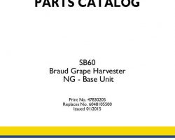 Parts Catalog for New Holland Harvesting equipment model SB60