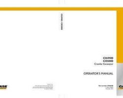 Case Excavators model CX490D Operator's Manual