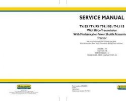 Engine Service Manual for New Holland Tractors model T4.105