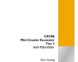 Parts Catalog for Case Mini excavators model CX55B