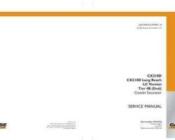 Case Excavators model CX210D Electrical Wiring Diagram Manual