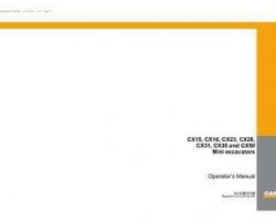 Case Mini excavators model CX28 Operator's Manual