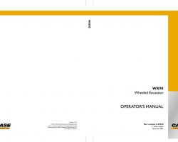 Case Excavators model WX90 Operator's Manual