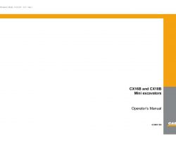 Case Excavators model CX16B Operator's Manual