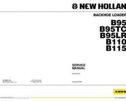 New Holland CE Loader backhoes model B95TC Service Manual