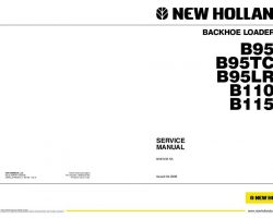 New Holland CE Loader backhoes model B95 Service Manual