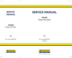 Service Manual for New Holland Harvesting equipment model VX680