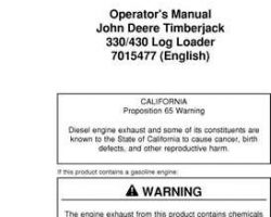 Operators Manuals for Timberjack Series model 430 Knuckleboom Loader