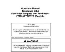 Operators Manuals for Timberjack A Series model 230 Forwarders
