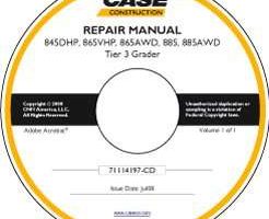 Service Manual on CD for Case Motor graders model 885