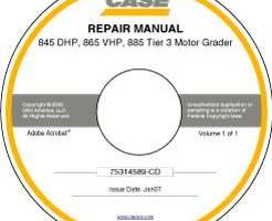 Service Manual on CD for Case Motor graders model 885