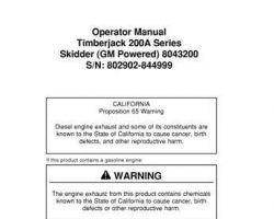 Operators Manuals for Timberjack A Series model 200a Skidders