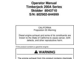 Operators Manuals for Timberjack A Series model 200a Skidders