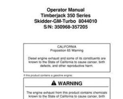 Operators Manuals for Timberjack Series model 350 Skidders