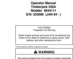 Operators Manuals for Timberjack A Series model 350 Skidders