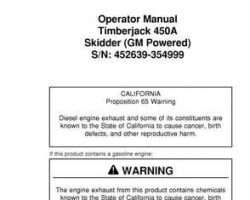 Operators Manuals for Timberjack A Series model 450a Skidders