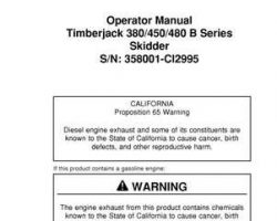 Operators Manuals for Timberjack B Series model 450b Skidders