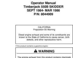 Operators Manuals for Timberjack B Series model 550b Skidders