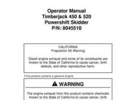 Operators Manuals for Timberjack Series model 450 Skidders