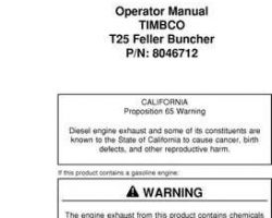 Operators Manuals for Timberjack model 2515 Tracked Feller Bunchers