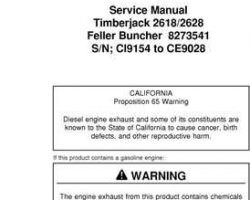 Timberjack 2618 2628 model 2628 Tracked Feller Bunchers Service Repair Technical Manual