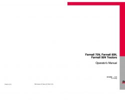 Operator's Manual for Case IH Tractors model Farmall 75N