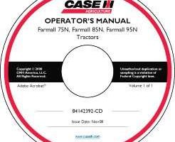 Operator's Manual on CD for Case IH Tractors model Farmall 75N