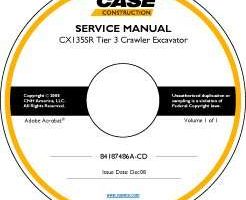 Service Manual on CD for Case Excavators model CX135SR