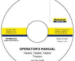 Operator's Manual on CD for New Holland Tractors model T4040V