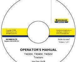 Operator's Manual on CD for New Holland Tractors model T4030V