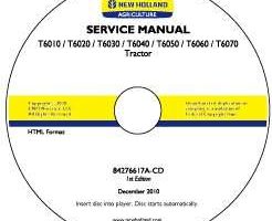 Service Manual on CD for New Holland Tractors model T6010 COMPLETE
