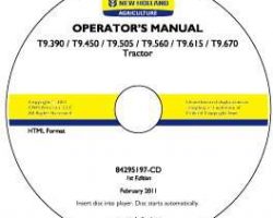 Operator's Manual on CD for New Holland Tractors model T9.390