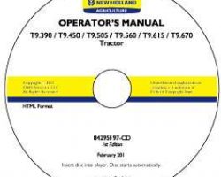 Operator's Manual on CD for New Holland Tractors model T9.560