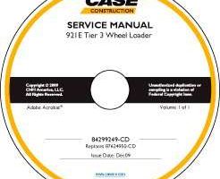Service Manual on CD for Case Wheel loaders model 921E