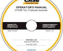Operator's Manual on CD for Case Excavators model CX75SR